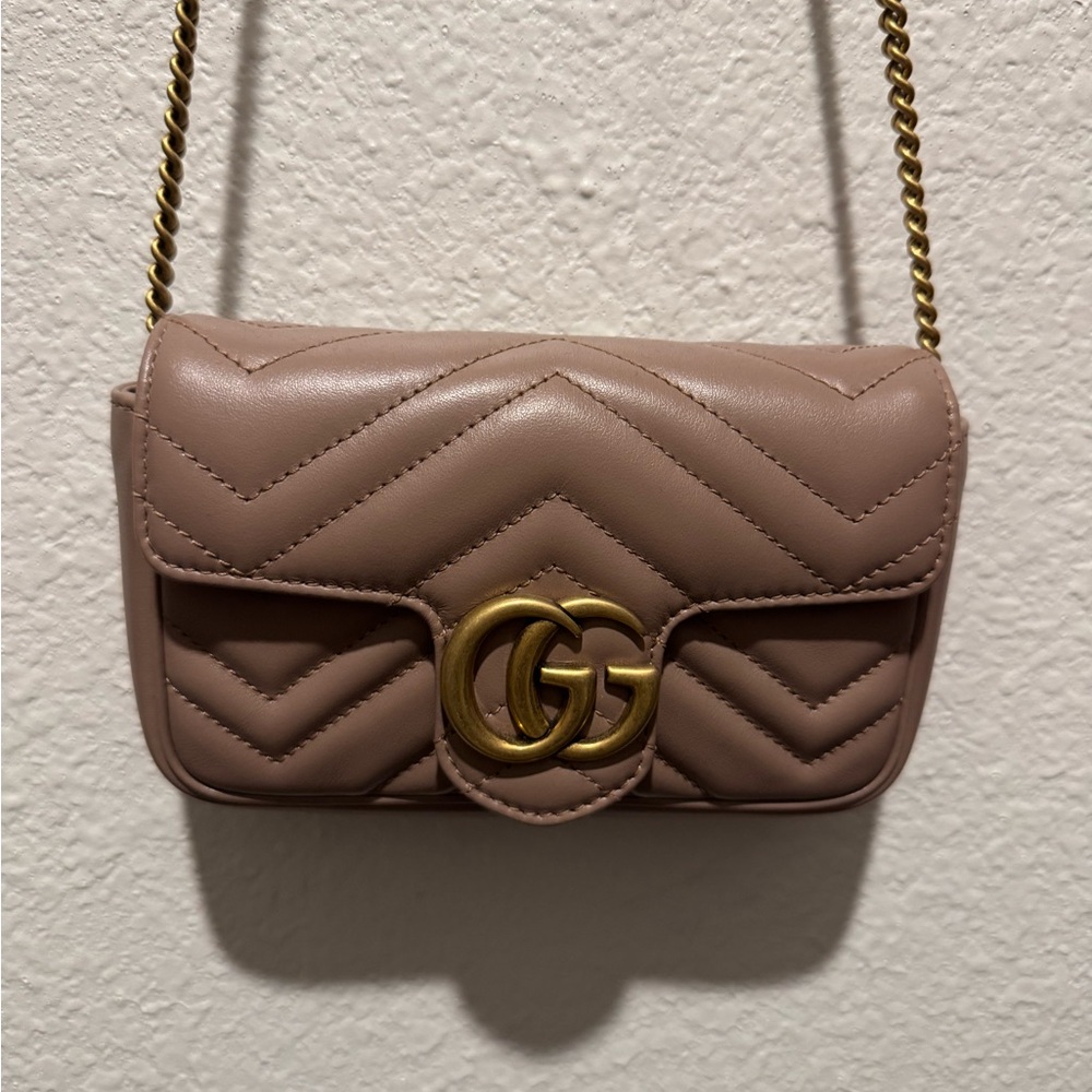 Gucci Calfskin Matelasse Super Mini Marmont Shoulder Bag